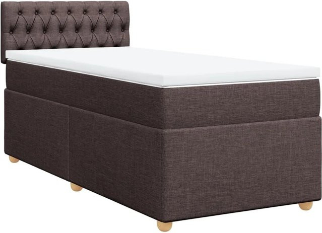 vidaXL Boxspringbett mit Matratze in Braun aus Stoff, Hybrid-Design mit Taschenfederkern, B/T/H: 80 x 200 cm - Bild 1