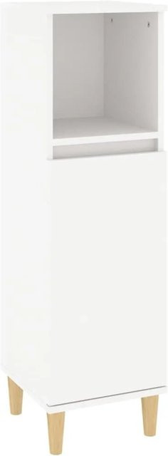 vidaXL Badschrank Weiß aus Eukalyptusholz mit Schranktüren, B/T/H: 30 x 30 x 100 cm - Bild 1