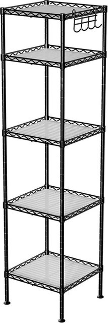 Songmics Standregal Schwarz-Transparent mit verstellbaren Regalböden aus Stahl und PP, B/T/H: 30 x 30 x 123,5 cm - Bild 1