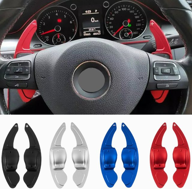 AULIGUS Aluminium Paddle Shifter Lenkrad Schaltwippen in Silber für VW Golf 5 6 MK6 GTI R Jetta MK5 Passat B6 B7 CC Polo Sharan Tiguan und Seat Leon - Bild 1