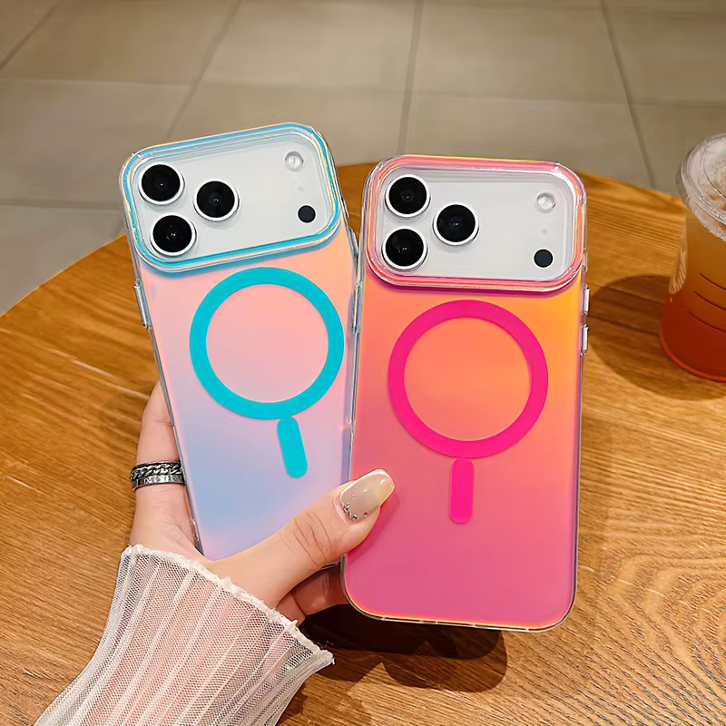 Jinitaimeik Aurora Farbverlaufslaser MagSafe Magnetische Schutzhülle für iPhone 17 Pro Max, iPhone 16 Plus, iPhone 15 und iPhone 14 Pro Max, Stoßfeste Hülle in Multicolour und Blau - Bild 1
