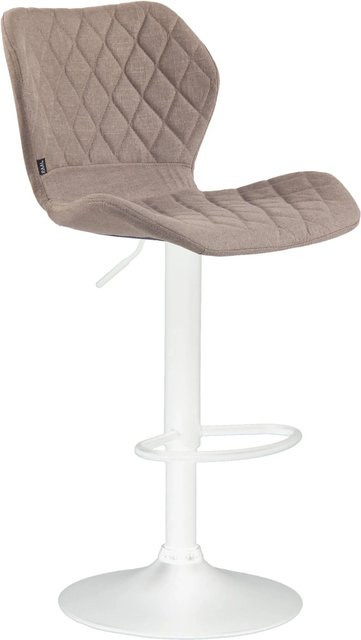 CLP Barhocker Cork moderner Polsterhocker aus Stoff in Taupe/Weiß mit 360 Grad Drehsitz und Metallgestell - Bild 1