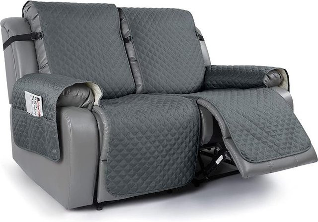 Rutschfester 2-Sitzer Relaxsesselbezug als wendbarer Sofa Überwurf in Grau - Bild 1