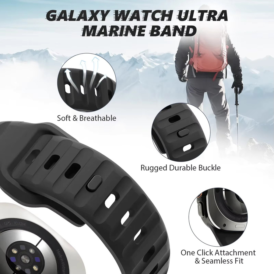 CAOWTAN Uhrenarmband Silikon, 47 mm, Schwarz - Bild 1