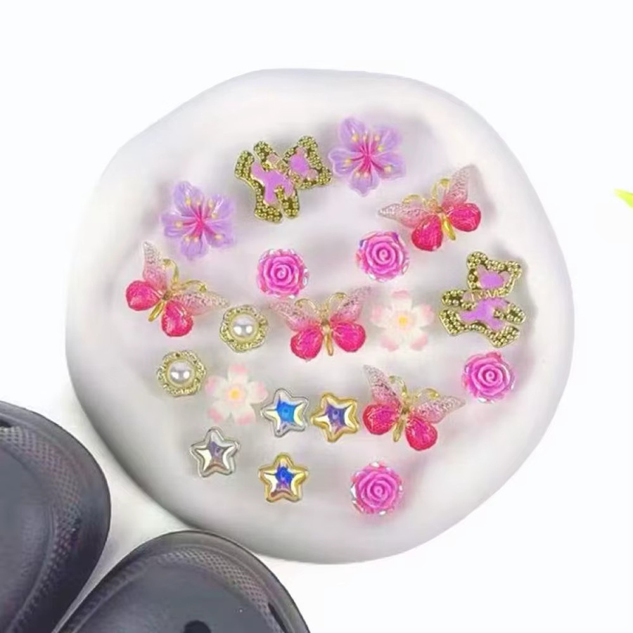 FHLDING Schuh Charms Set, Lila, Schmetterling, Kirschblüte, Bär, Pentagramm - Bild 5