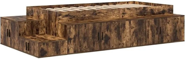 vidaXL Stauraumbett in Räuchereiche, modernes Bett mit Seitenfächern aus Holzwerkstoff, Farbe Braun, B/T/H: 80 x 200 cm - Bild 1