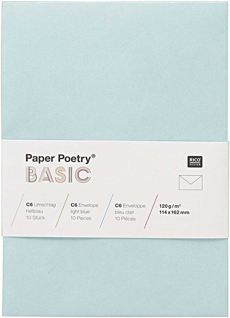 Rico Design Paper Poetry Kuvert Basic C6 Hellblau 10 Stück - Bild 1