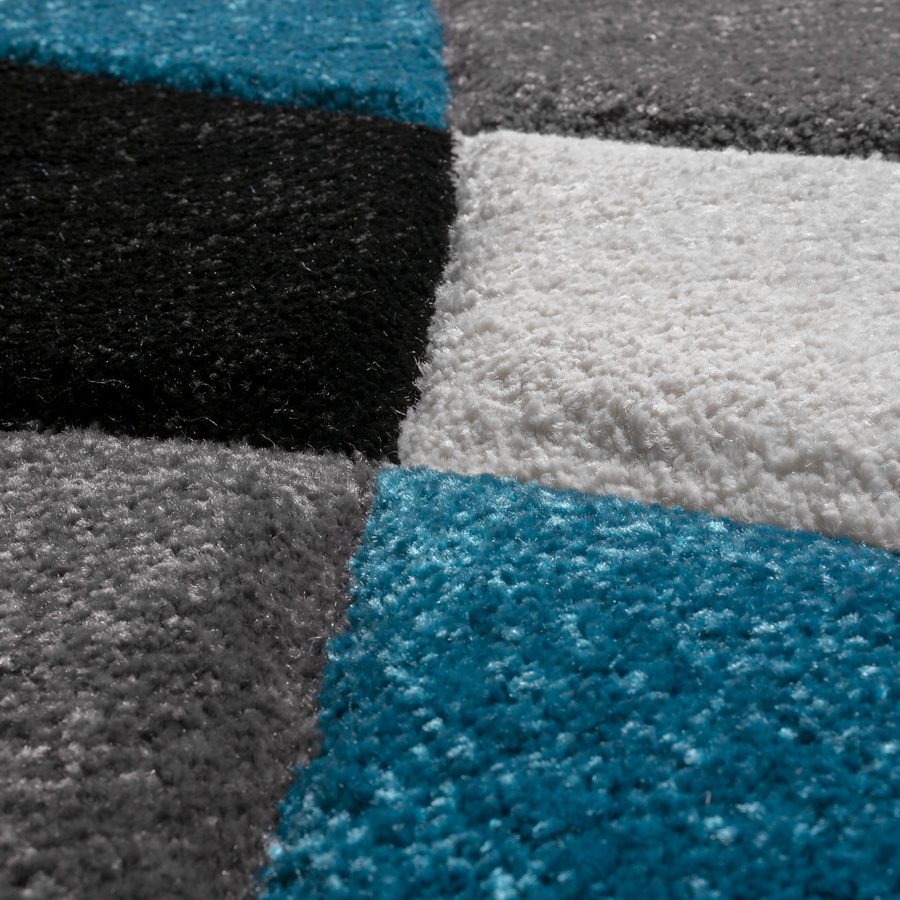 Moderner Teppich Diamora in Türkis mit geometrischem High-Low-Effekt, B/T: 200 x 290 cm - Bild 3