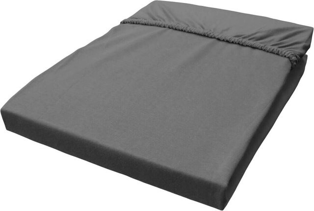 Pocoline Jersey Spannbetttuch aus Baumwolle in Graphit, B: 150 cm, H: 28 cm, L: 200 cm - Bild 1