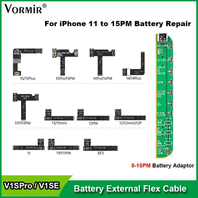 JCID JC V1SE V1S Pro Batterie Reparatur Flex Tag Auf für iPhone 11 12 13 14 15 Pro Max SE3 zur Entfernung der Batterie Warnung mit externem Kabel - Bild 1