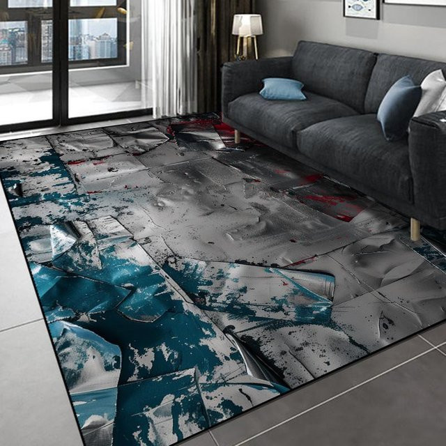 Moderner abstrakter Teppich von HGHT in Mehrfarbig, rutschfest und waschbar, B/T: 60 x 90 cm - Bild 1