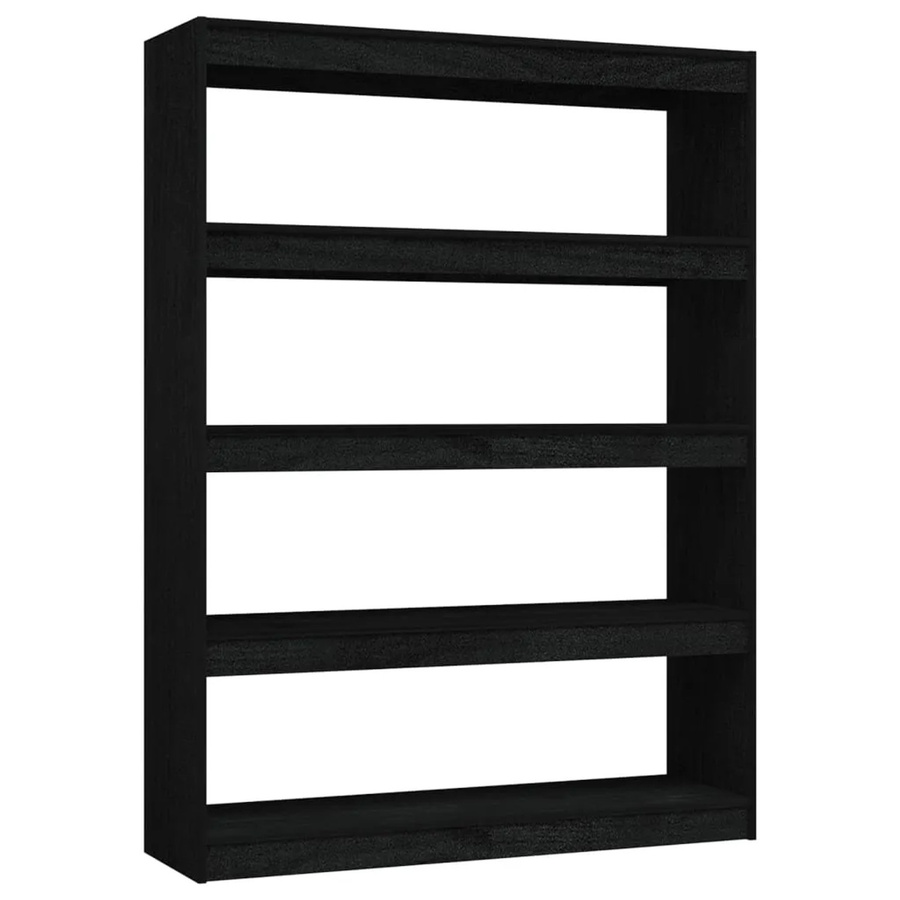 vidaXL Bücherregal und Raumteiler aus Kiefer Massivholz in Schwarz, B/T/H: 100 x 30 x 135,5 cm - Bild 2