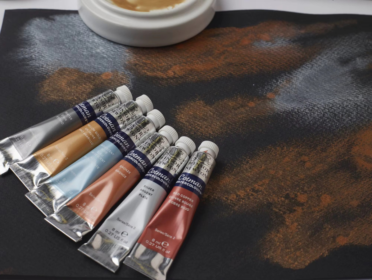 Winsor & Newton Cotman Aquarellfarben-Set mit 6 Metallic-Farben in Multicolour, 8 ml Tuben - Bild 3