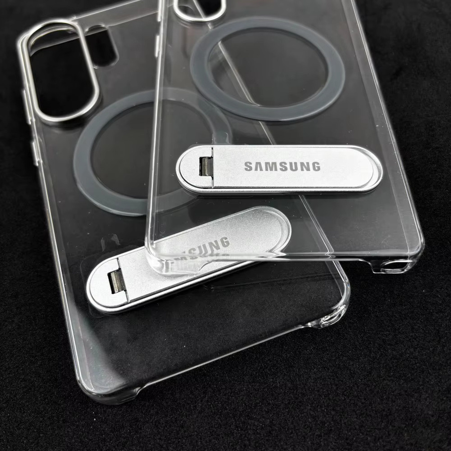 Samsung Galaxy S26 S25 Ultra Magnetische Klare Schutzhülle mit 360 Grad Drehbarer Metallhalterung in Transparent - Bild 3