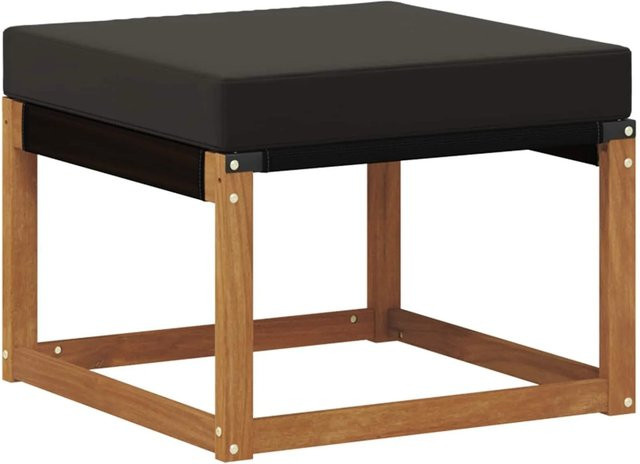 vidaXL Outdoor-Fußhocker aus Akazie und Textilene in Schwarz, B/T/H: 59 x 37 x 37 cm - Bild 1