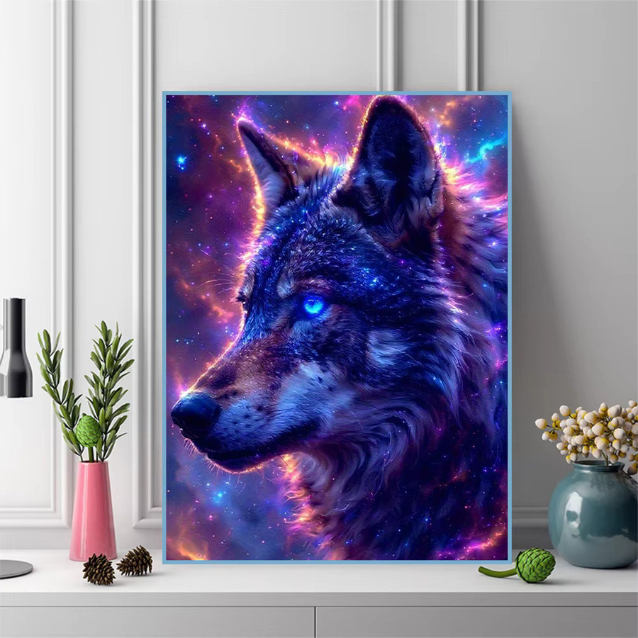 Evershine 5D-DIY Diamant-Gemälde Wolf mit quadratischen Bohrern in Multicolour zur Heimdekoration, Breite: 30,0 cm, Höhe: 20,0 cm - Bild 3