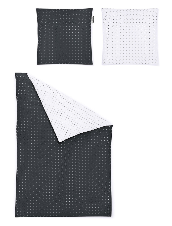 Irisette Mako-Satin Bettwäsche Jessica Anker Wende schwarz weiß B/H: 155 x 220 cm - Bild 1
