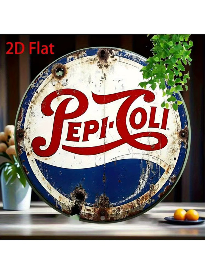 Vintage Pepsi-Cola Aluminium-Blechschild rund in Blau-Weiß für deine Wandgestaltung - Bild 7