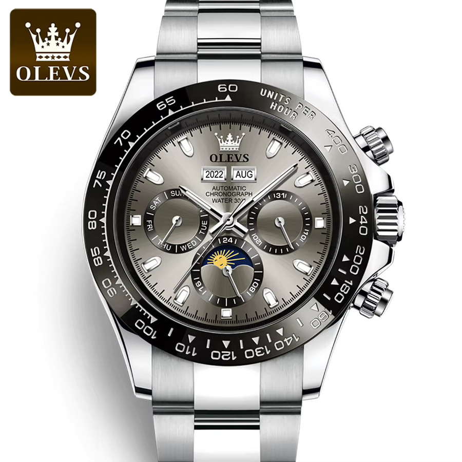 OLEVS Armbanduhr Chronograph, Automatik, Edelstahl, Silber, Herren - Bild 7
