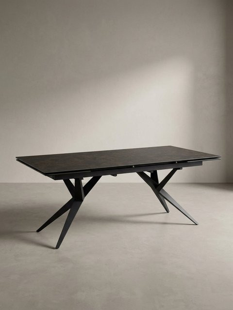 Ausziehbarer Esstisch von KADIMA DESIGN in Schwarz mit Keramik und Glas in Marmoroptik, B/T/H: 180 x 95 x 76 cm - Bild 1