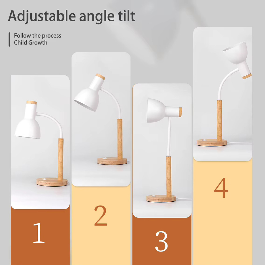 CANMEIJIA LED-Schreibtischlampe in Weiß mit E27-Fassung und austauschbarer Glühbirne, skandinavische Tischleuchte für Schlafzimmer und Home-Office - Bild 4