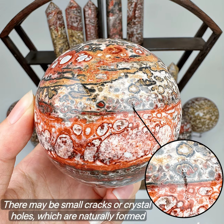 CrystalHola Dekorativer Steinball mit Leopardenmuster und Blumen-Design in Multicolour - Bild 5