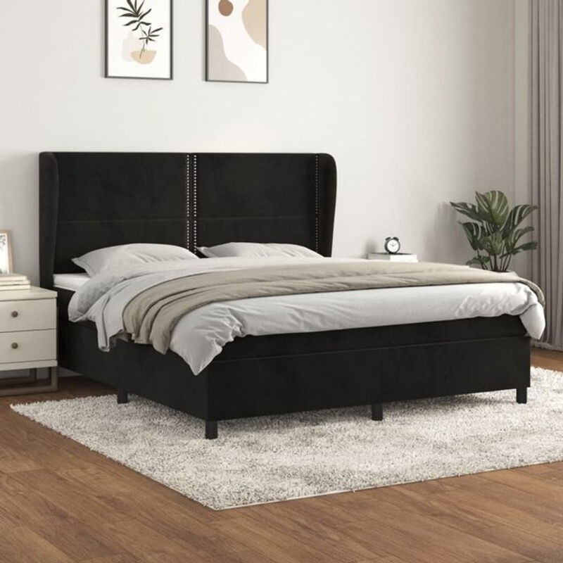 Vidaxl Boxspringbett mit Matratze aus Samt in Schwarz B/T/H: 180 x 200 x 118 cm - Bild 1