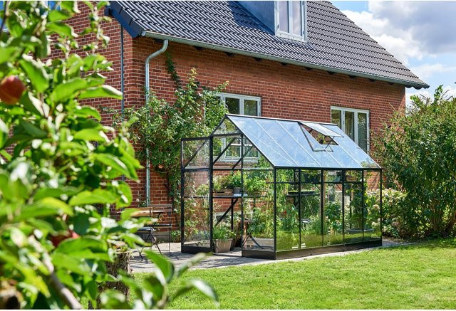 Halls Gewächshaus Qube QUBE 6 in Schwarz mit 6,4 m² Fläche, Satteldach aus Aluminium und Sicherheitsglas - Bild 1