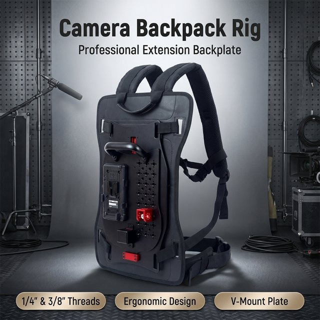 SZYingXian V-Mount B-Mount Akku-Schnellwechsel-Rucksackplatte mit 3-Pin-XLR-Stromausgang und 3,5 mm Klinke in Schwarz für ARRI, SONY und RED Cinema-Kameras - Bild 1