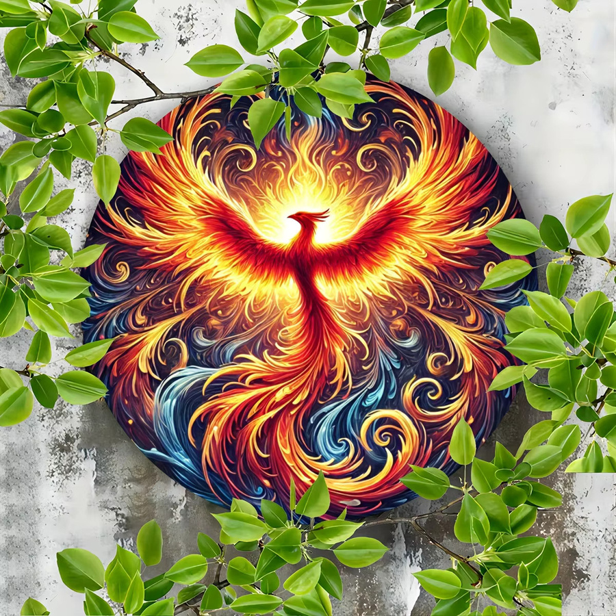 Potdemiel Flame Phoenix Aluminium-Wandkunstschild in Multicolour, Retro-Design mit Vogel-Motiv, B/H: 20,0 x 20,0 cm - Bild 3