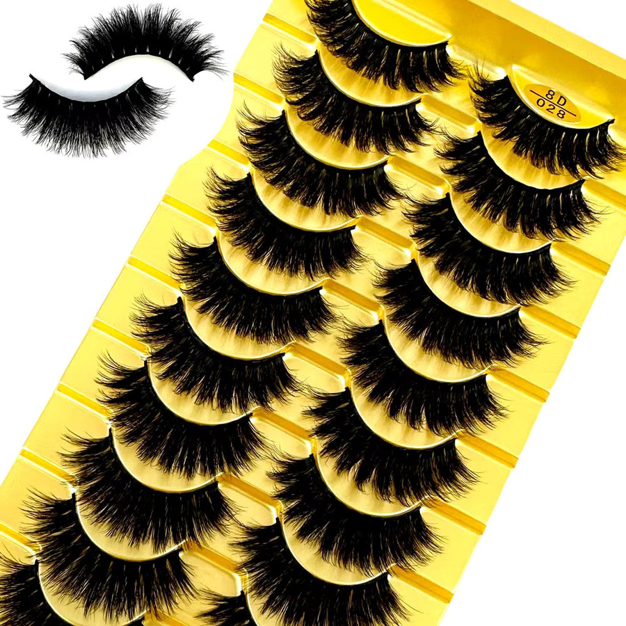 Ams Falsche Wimpern, 10 Paar, 3D Nerz Wimpern, Natürlich - Bild 3