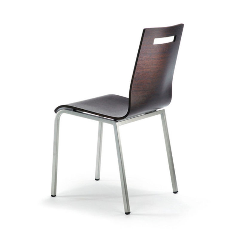 Mayer Sitzmöbel Stapelstuhl Besucherstuhl aus Holz und Metall, Braun/Silber, B/T/H: 53 x 55 x 87 cm - Bild 2