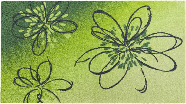 Badematte LUSIA mit floralem Design in Grün und Grau, rutschfest und pflegeleicht - Bild 1