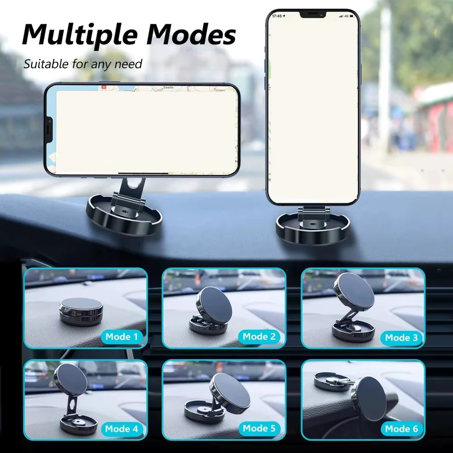 XMSJ Magnetischer Autohalter Schwarz, Runder Zusammenklappbarer Handy-Ständer mit 360-Grad-Drehung für iPhone und Samsung - Bild 6