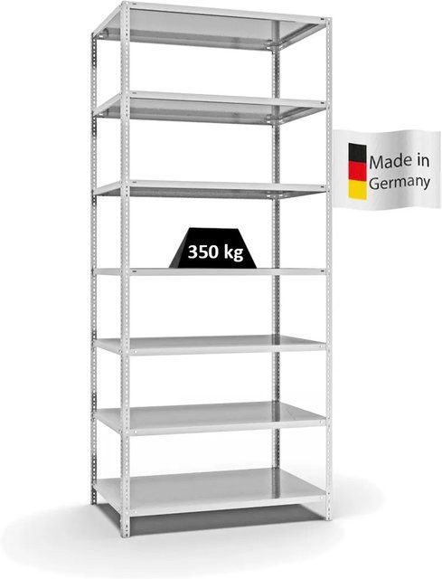 PROREGAL Heavy-Duty Fachbodenregal mit Schraubsystem, 7 Ebenen, beidseitig nutzbar, Lichtgrau, H x B x T: 300 x 130 x 80 cm - Bild 1
