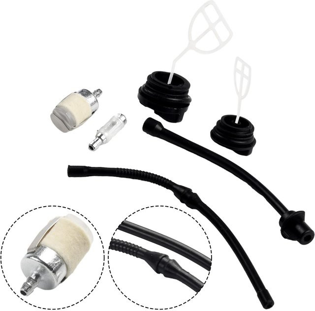 VIBRATIT 8er Set Kraftstoffölfilter mit Schlauch und Primer Birne für 45CC 52CC 58CC 4500 5200 5800 Kettensägen in Schwarz - Bild 1