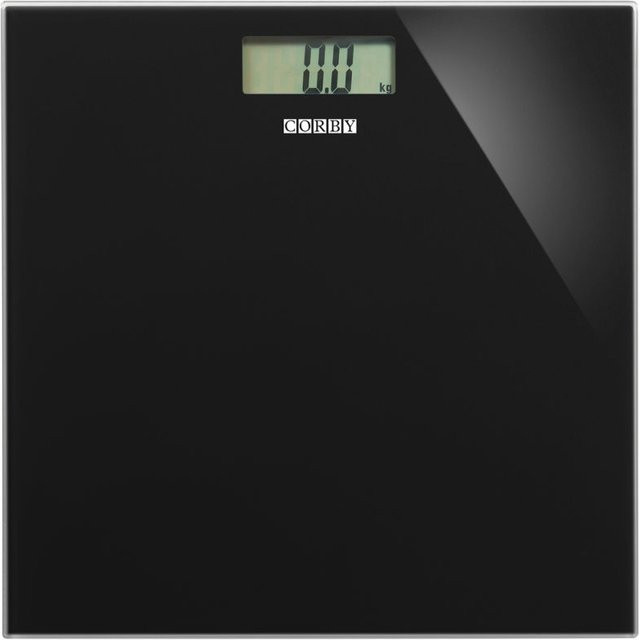 Corby Helmsley Digitale Badezimmerwaage aus Glas in Schwarz, B/T/H: 30,2 x 30,2 x 2,2 cm - Bild 1