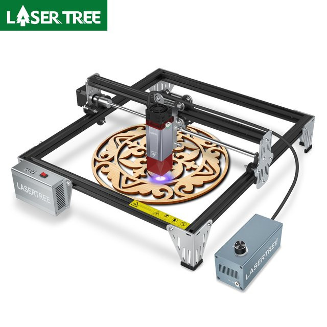 LASER TREE K1 Mini-Lasergravurmaschine mit 5 W oder 10 W Laserkopf, Lasergravurschneider für Holzbearbeitung, TTL Blaulicht-Lasermodul, Schwarz - Bild 1