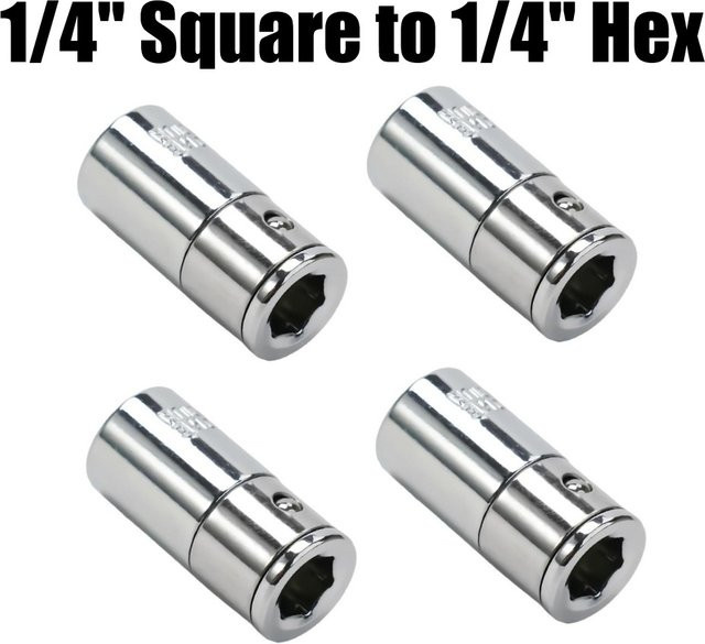 Vierkant auf Sechskant Adapter Set in Silber, 1/4 Zoll auf 1/4 Zoll (6,3 mm) Bithalter für dein Schraubendreher-Zubehör - Bild 1