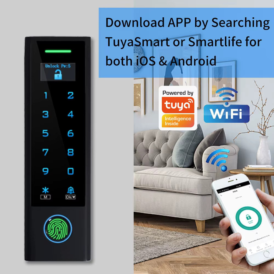 LUCKING DOOR WLAN Biometrie Fingerabdruck Zutrittskontrollsystem mit Video-Gegensprechanlage und RFID 125Khz in Schwarz - Bild 3