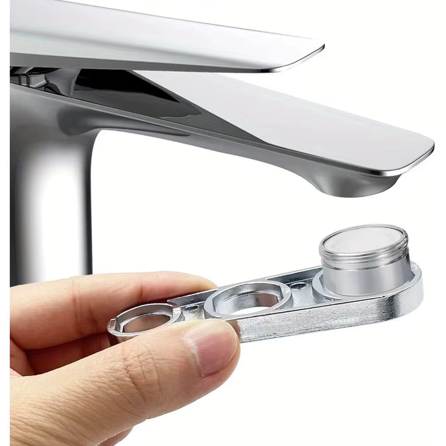 GUHE 2-in-1 Wasserhahn-Belüfter-Schlüssel zur Durchfluss-Einstellung in Silber - Bild 2