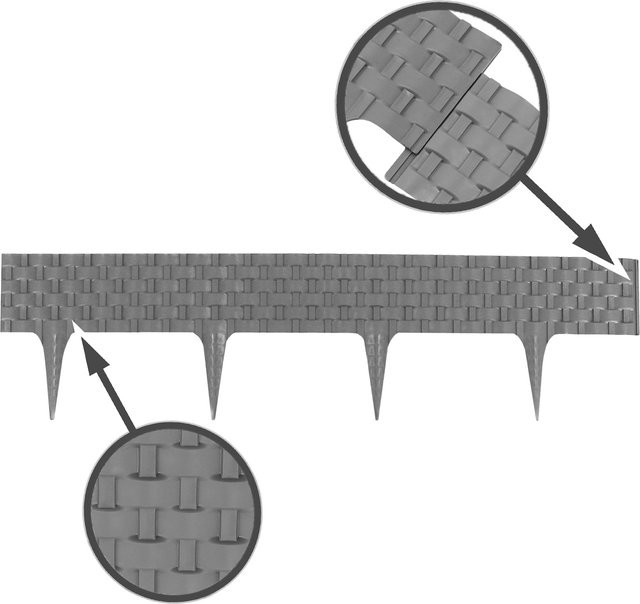 Aquagart Rasenkante Rattanoptik in Grau aus Kunststoff als flexible Beeteinfassung für Beet- und Rasenabgrenzungen - Bild 2