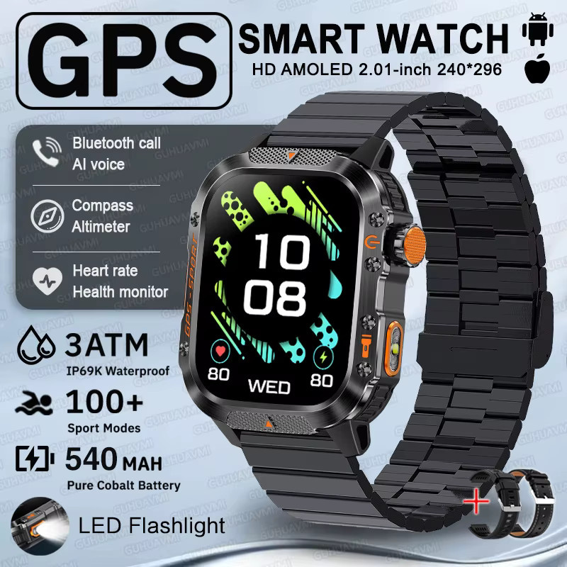 GUHUAVMI Smartwatch, GPS, Schwarz, Silikon, 3 ATM, Herren - Bild 7