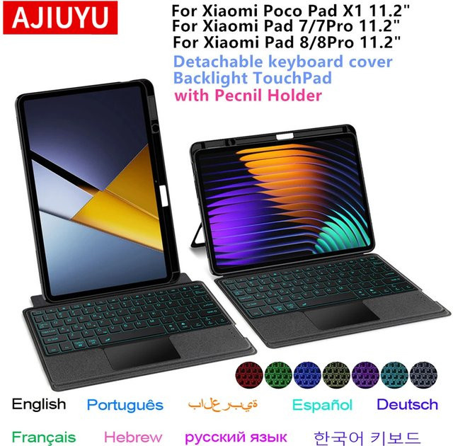 Xiaomi Smart TouchPad Tastatur mit Stifthalter für Poco Pad X1 und Mi Pad 7 8 Pro 11,2 Zoll, Schwarz - Bild 1