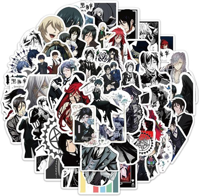 50 Stück Black Butler Anime Aufkleber Multicolor wasserfest für Laptop Kühlschrank Handy und Skateboard von Binchi Outdoor Product - Bild 1