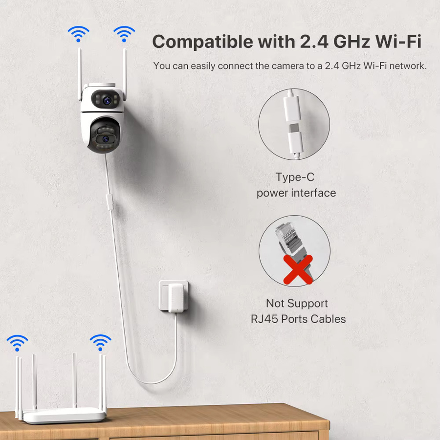 UDECER 8MP 4K HD Wifi PTZ Überwachungskamera mit Dual-Objektiv und Dual-Bildschirm, iCsee App, AI Tracking, Outdoor IP Kamera, Weiß - Bild 5
