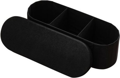 VEVOR Ovaler Storage Ottoman aus Teddy Fleece, faltbare gepolsterte Fußbank mit Stauraum, Schwarz, B/T/H: 38 x 38 x 38 cm - Bild 1