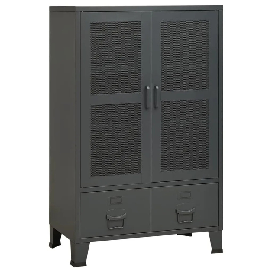 vidaXL Lagerschrank Industrial Anthrazit aus Metall mit Scharniertüren und Regalböden B/T/H: 70 x 40 x 115 cm - Bild 2
