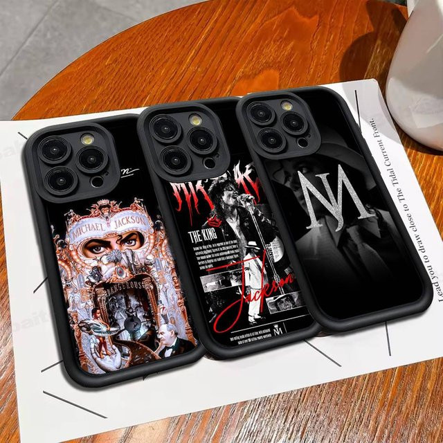 Singer M-Michael J-Jackson Handyhülle für iPhone 17 16 15 14 13 12 11 Pro Max Plus in Schwarz mit vollständiger TPU-Abdeckung - Bild 1