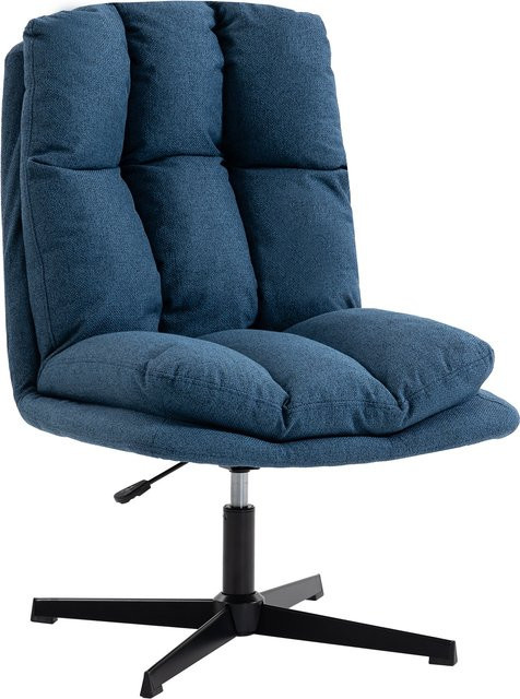 HOMCOM Loungesessel Aosom, drehbarer Relax-Sessel mit 360 Grad Drehung und Höhenverstellung, moderner Sessel mit Leinenbezug und Metallgestell, Dunkelblau - Bild 1